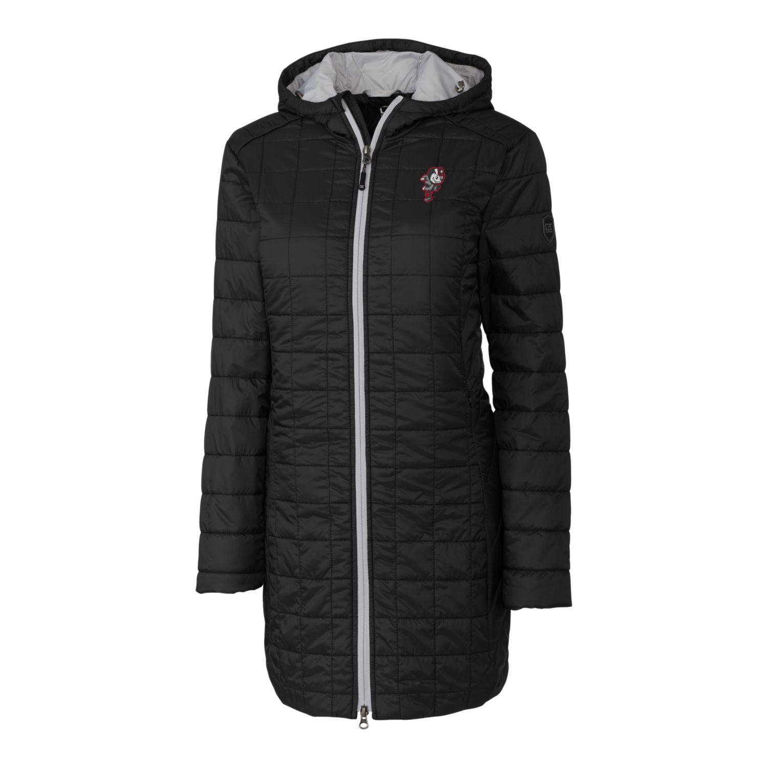 Women's Cutter & Buck Black Ohio State Buckeyes Vault Rainier Primaloft Eco Hooded Long Coat - Image 3