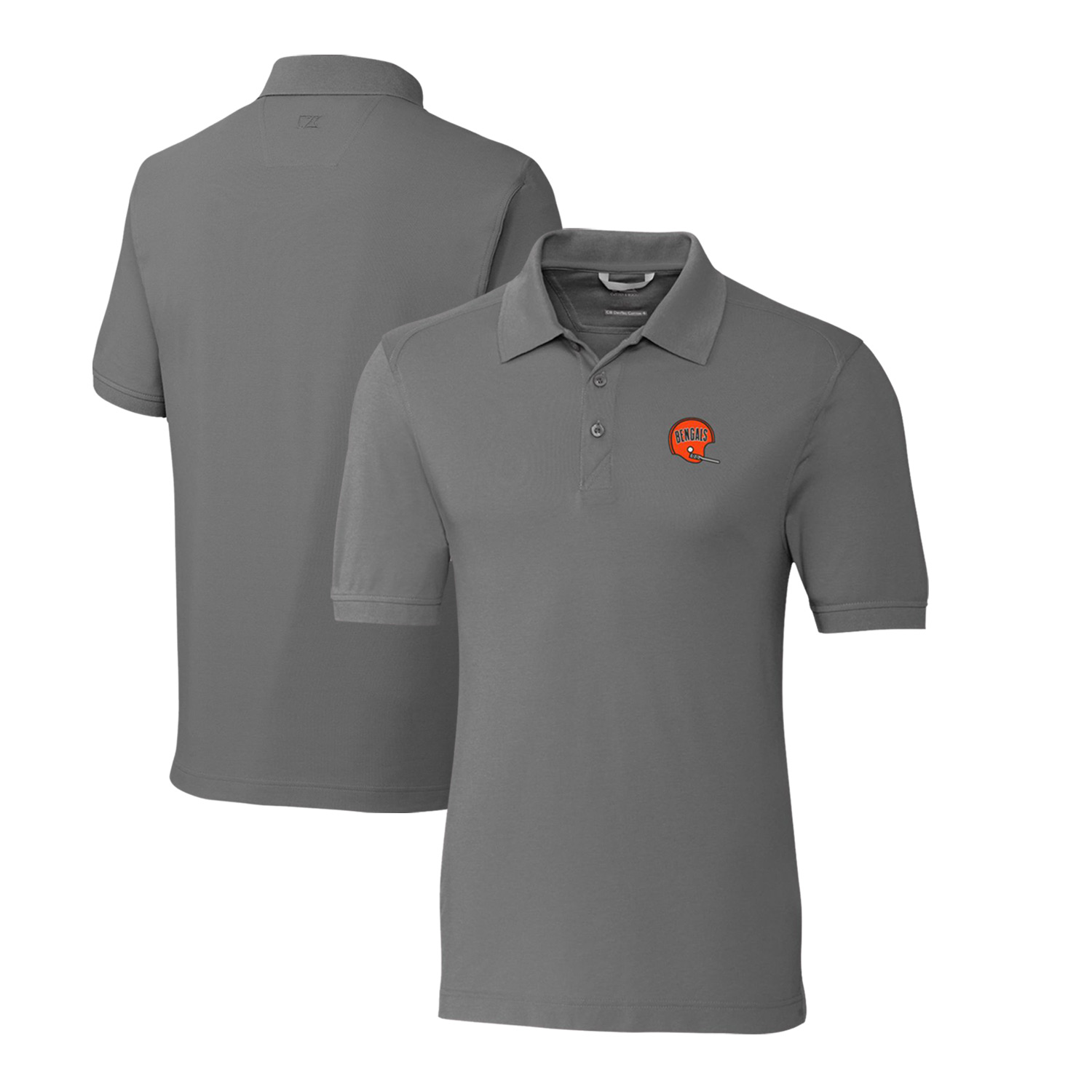 Men's Cutter & Buck Steel Cincinnati Bengals Advantage Tri-Blend Pique Big & Tall Throwback Polo