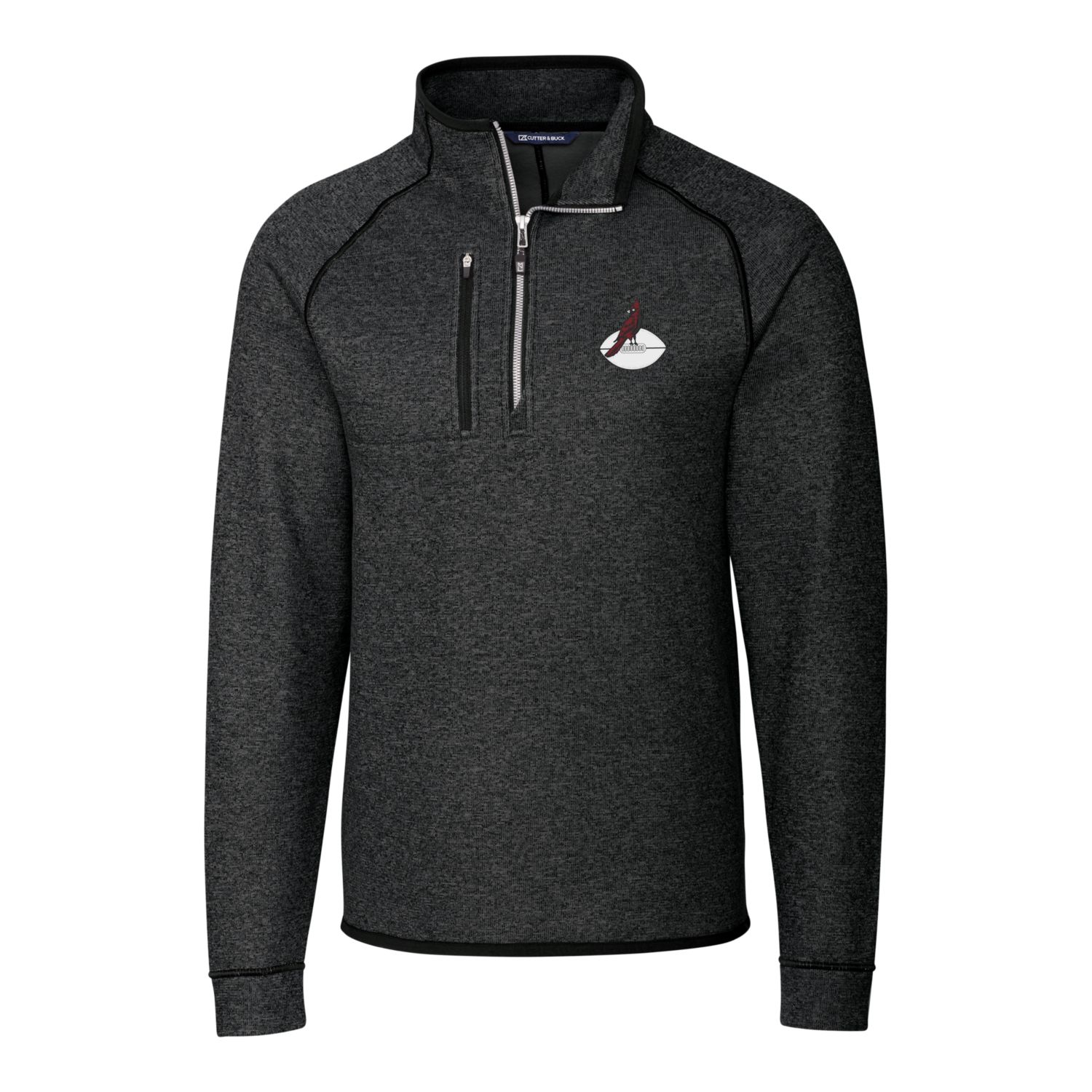 Men's Cutter & Buck Heather Charcoal Arizona Cardinals Throwback Logo Mainsail Sweater-Knit Half-Zip Pullover Jacket - Image 6