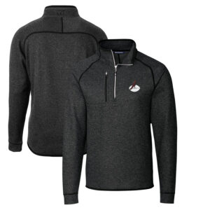 Men's Cutter & Buck Heather Charcoal Arizona Cardinals Throwback Logo Mainsail Sweater-Knit Half-Zip Pullover Jacket