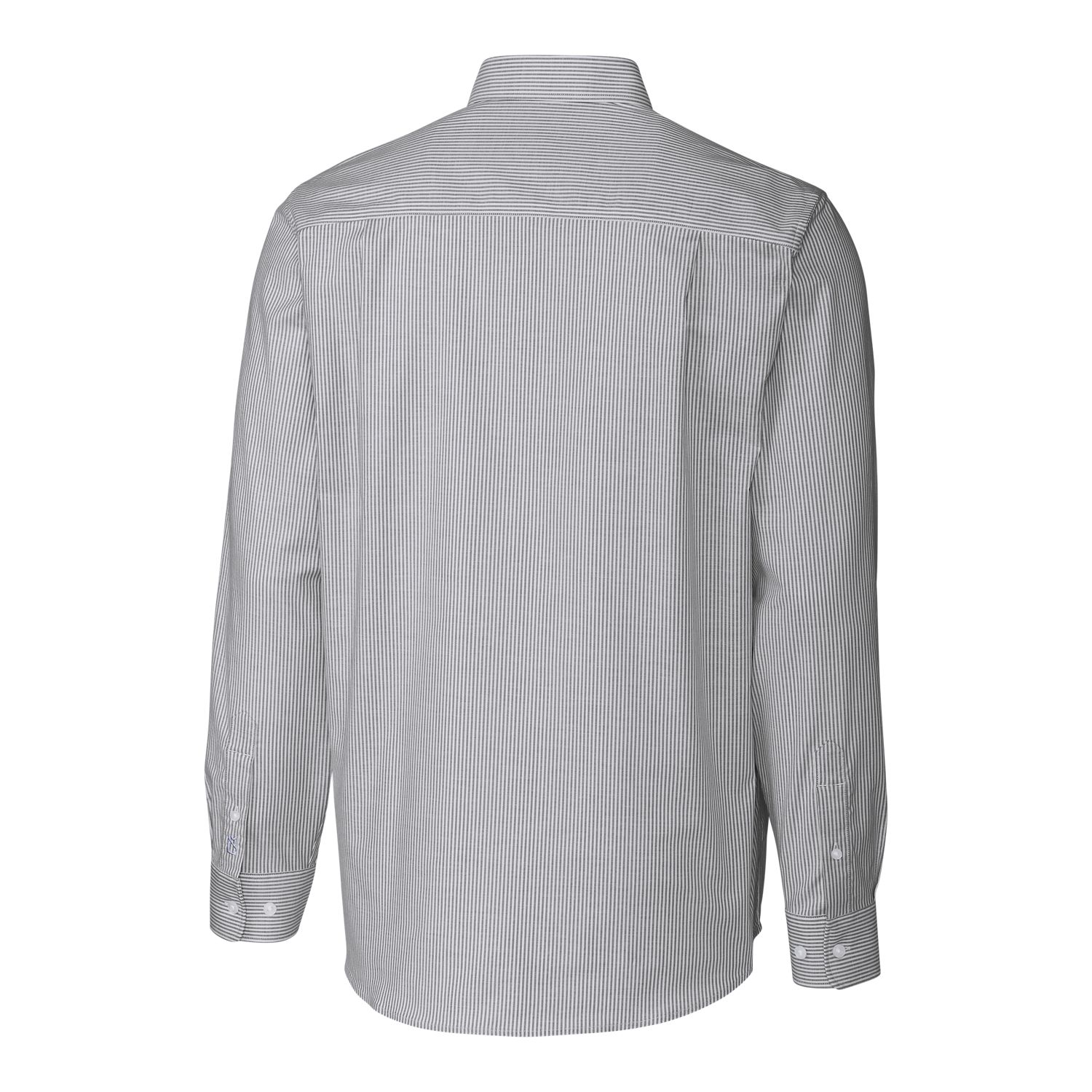 Men's Cutter & Buck Charcoal Las Vegas Raiders Throwback Logo Stretch Oxford Stripe Long Sleeve Button Down Shirt - Image 7