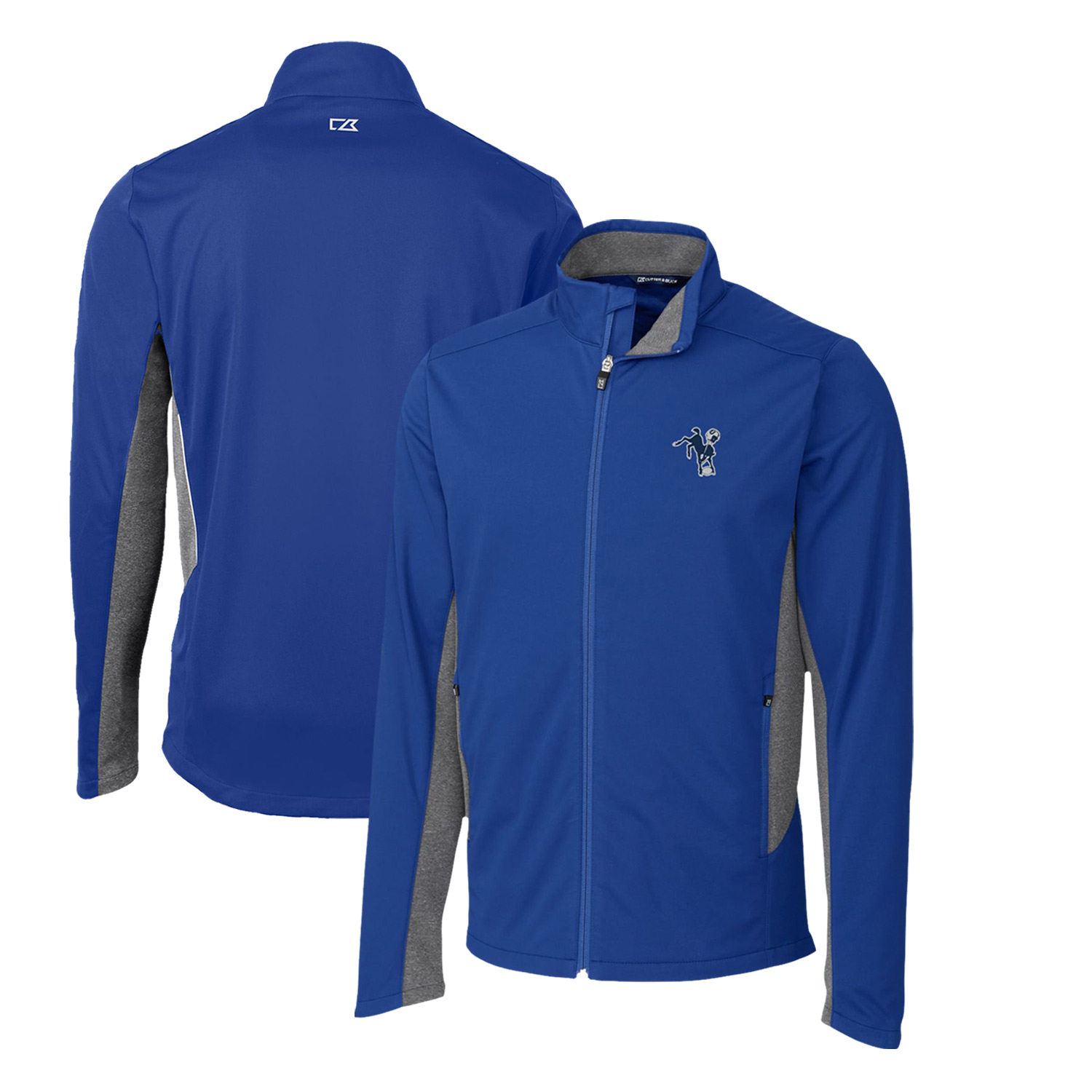 Men's Cutter & Buck Royal Indianapolis Colts Throwback Logo Navigate Softshell Full-Zip Jacket