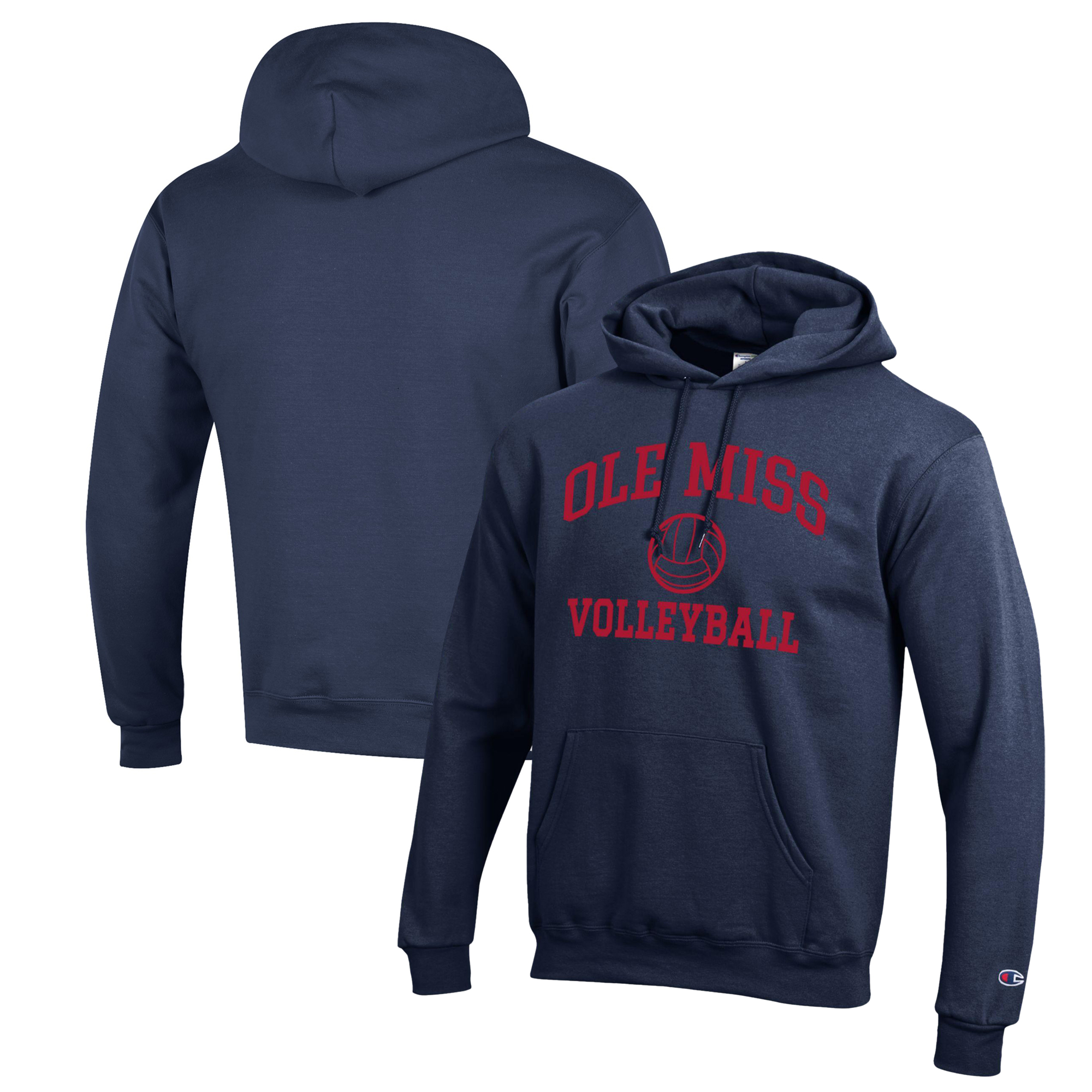 Men's Champion Navy Ole Miss Rebels Volleyball Icon Powerblend Pullover Hoodie