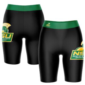 Women's Black/Green Norfolk State Spartans Plus Size Logo Bike Shorts