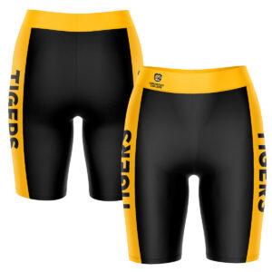 Women's Black/Gold Colorado College Tigers Plus Size Striped Design Bike Shorts