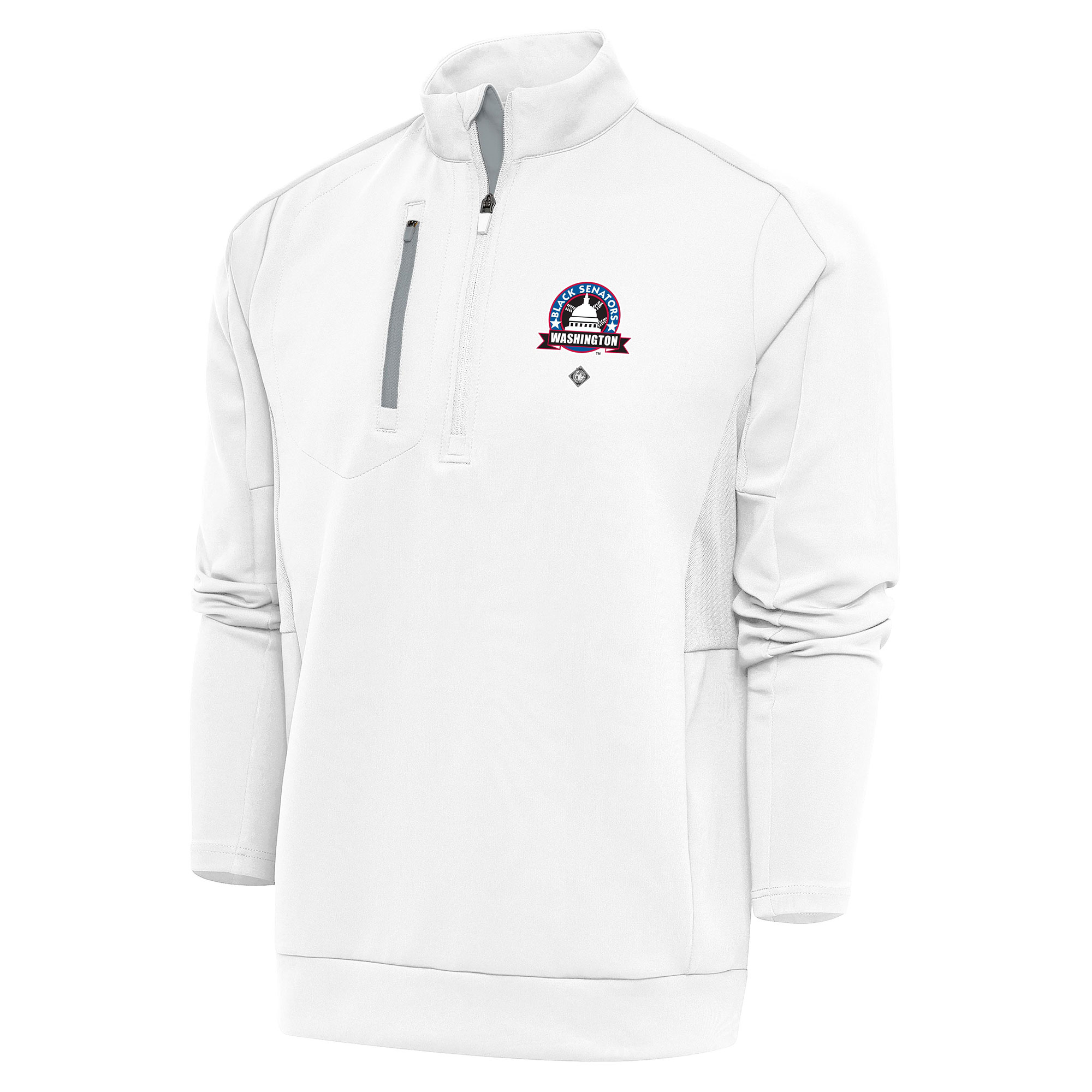 Men's Antigua White Washington Black Senators Generation Quarter-Zip Pullover Top