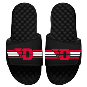 Youth ISlide Black Dayton Flyers Stripes Slide Sandals
