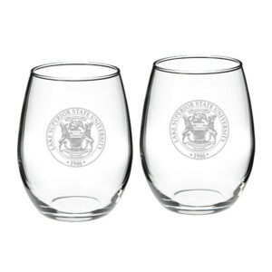 Lake Superior State Lakers Team Graphic Two-Piece 21oz. Stemless Wine Glass Set