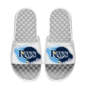 Youth ISlide White Tampa Bay Rays Spray Paint Slide Sandals