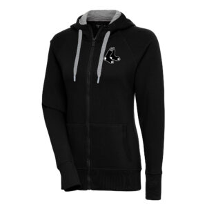 Women's Antigua  Black Boston Red Sox Brushed Metallic Victory Full-Zip Hoodie