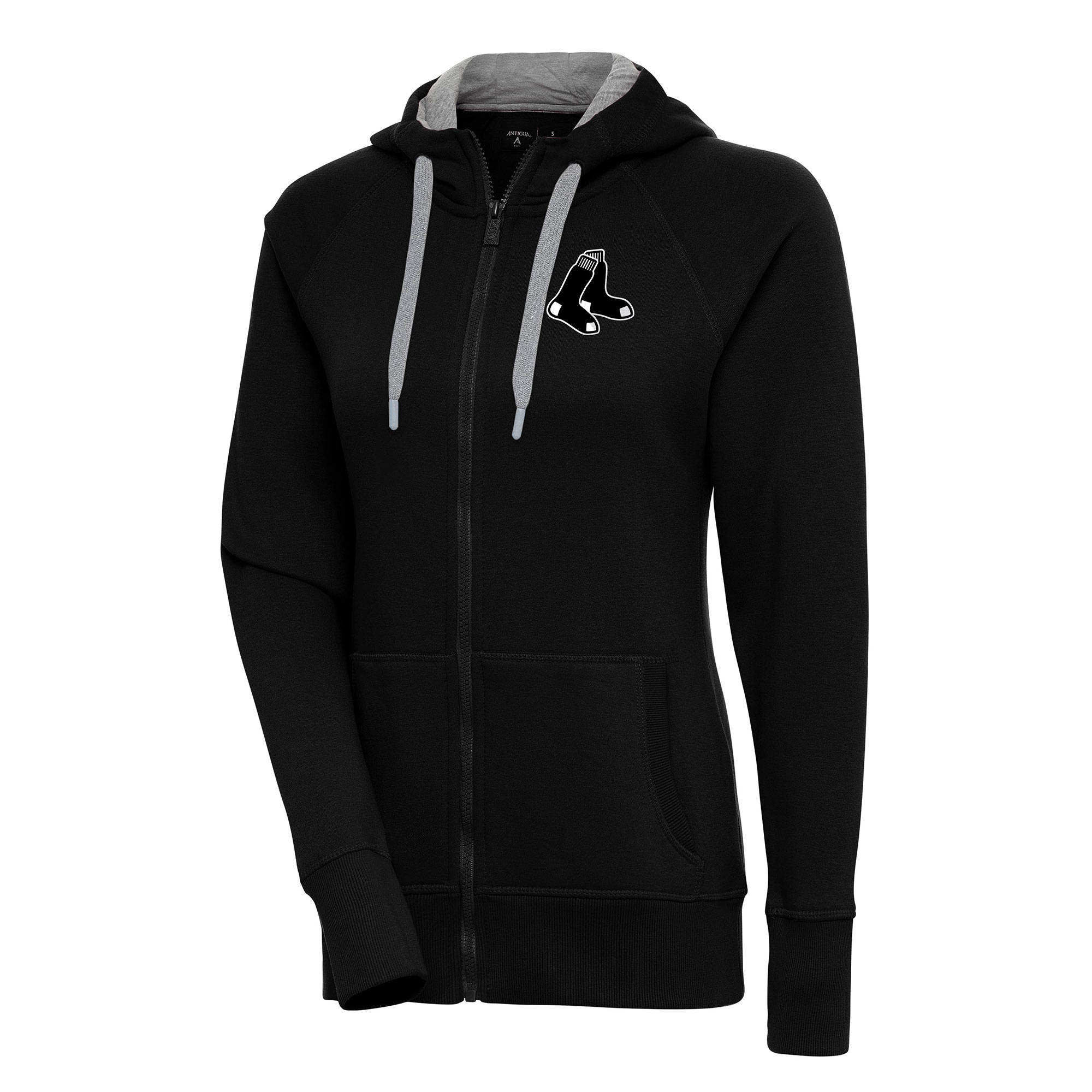 Women's Antigua Black Boston Red Sox Brushed Metallic Victory Full-Zip Hoodie
