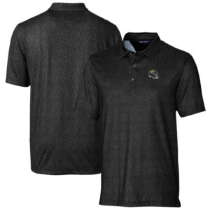 Men's Cutter & Buck  Black Jacksonville Jaguars Helmet Micro Floral Print Stretch Polo