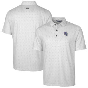 Men's Cutter & Buck  Charcoal Buffalo Bills Helmet Pike Double Dot Print Stretch Polo