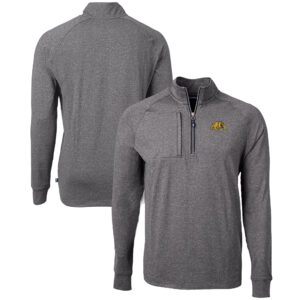 Men's Cutter & Buck  Heather Black Bowie State Bulldogs Big & Tall Adapt Eco Knit Quarter-Zip Pullover Top