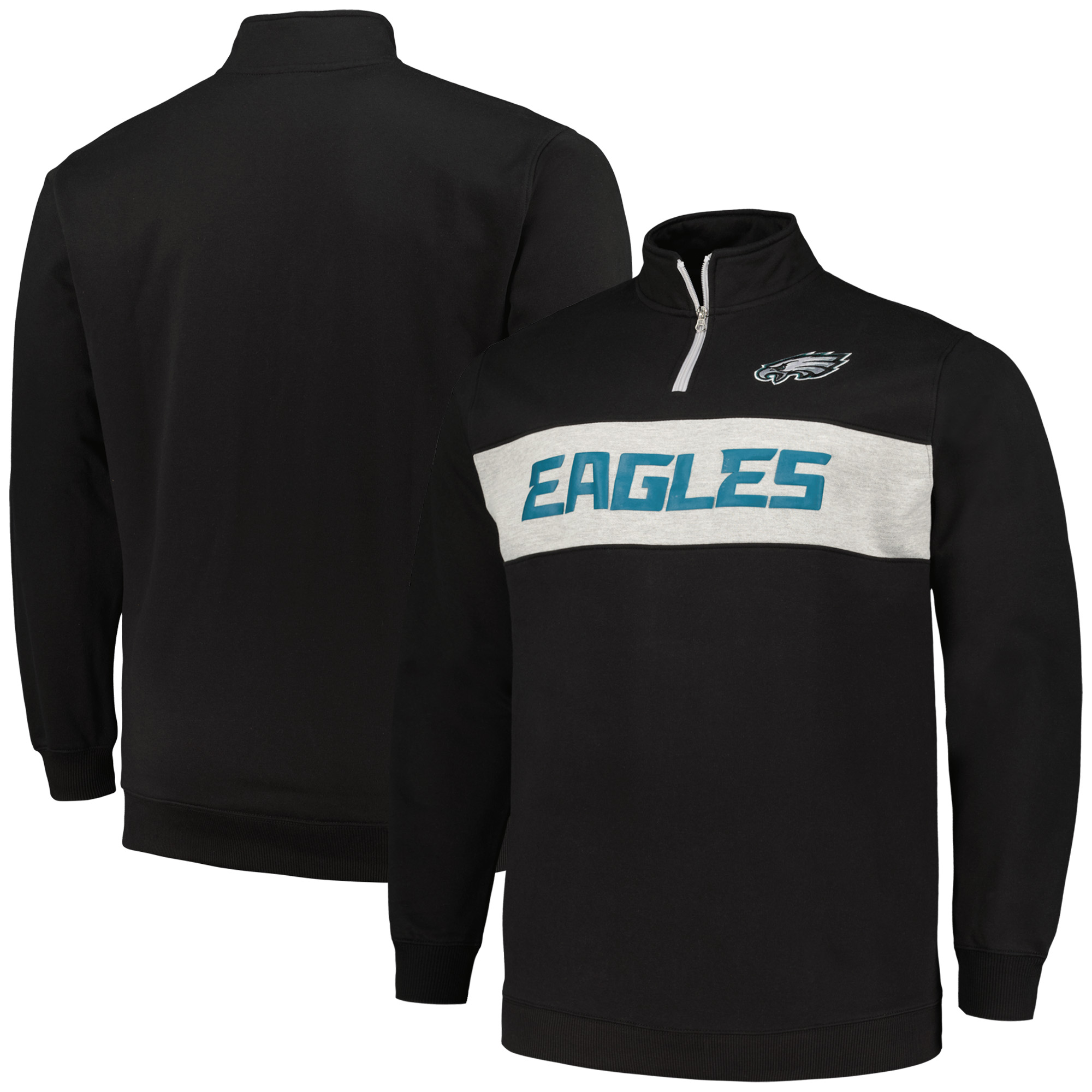Men's Profile Black Philadelphia Eagles Big & Tall Fleece Quarter-Zip Jacket - Image 6