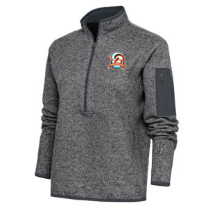 Women's Antigua  Heather Charcoal Bowie Baysox Fortune Half-Zip Pullover Jacket