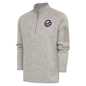 Men's Antigua  Oatmeal Louisville Bats Fortune Quarter-Zip Pullover Jacket