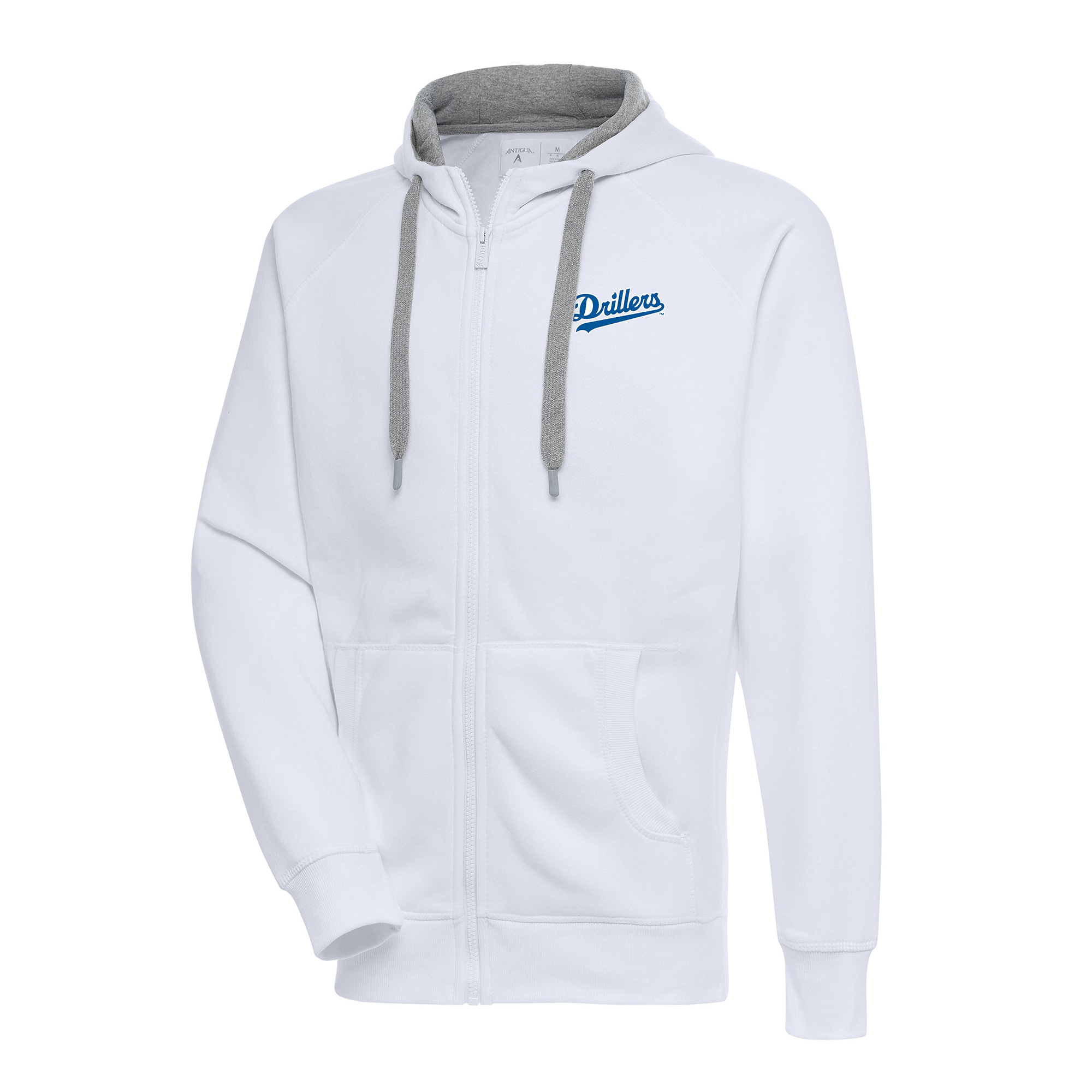 Men's Antigua White Tulsa Drillers Victory Full-Zip Hoodie