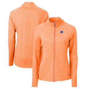 Women's Cutter & Buck  Heather Orange Boise State Broncos Adapt Eco Knit Heather Recycled Full-Zip Jacket