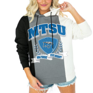 Women's Gameday Couture  Black MTSU Blue Raiders Hall Of Fame Color Block Pullover Hoodie