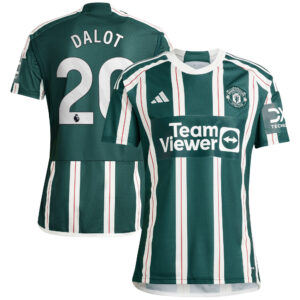 Men's adidas Diogo Dalot Green Manchester United 2023/24 Away Replica Player Jersey