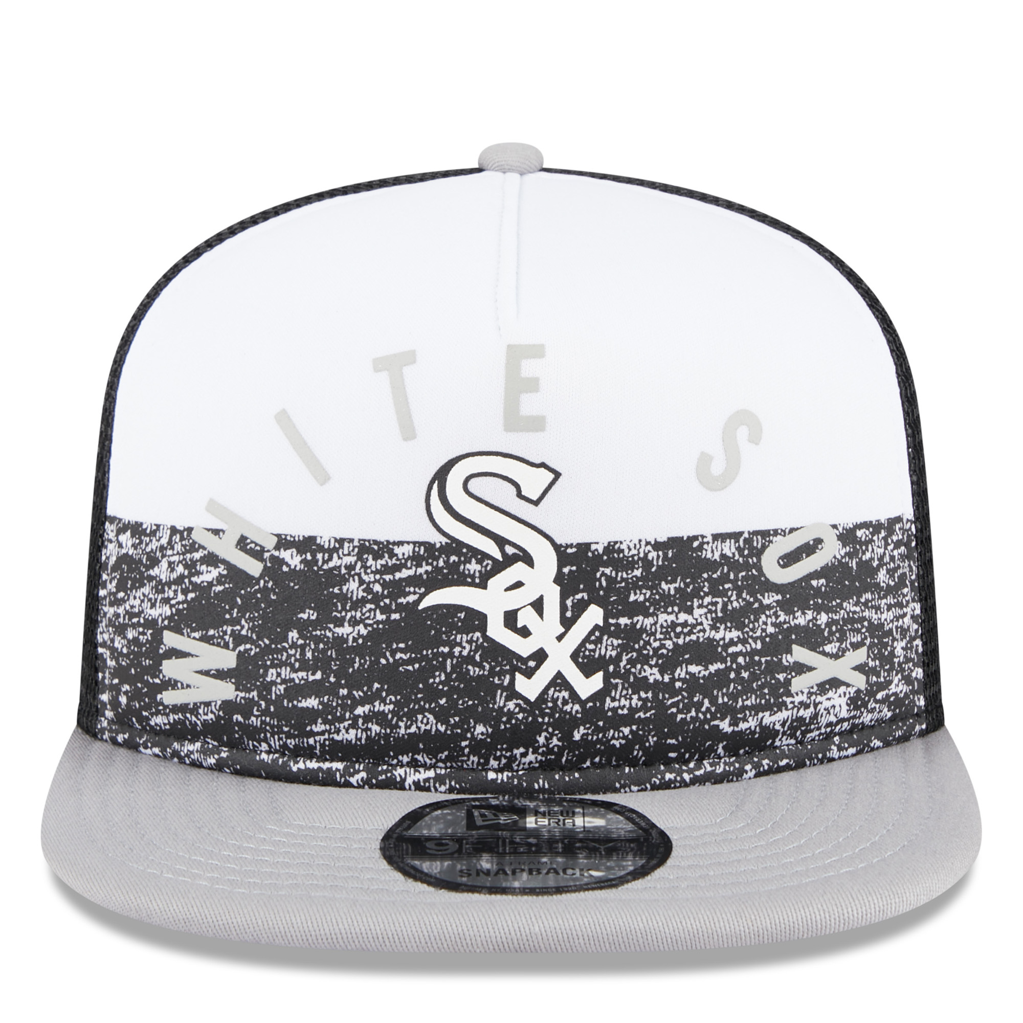 Men's New Era White/Gray Chicago White Sox Team Foam Front A-Frame Trucker 9FIFTY Snapback Hat - Image 8