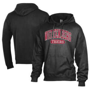 Men's Comfort Wash  Black Wittenberg University Tigers Lightweight Fleece Pullover Hoodie