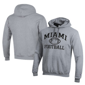 Men's Champion  Gray Miami University RedHawks Football Eco Powerblend Pullover Hoodie