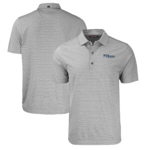 Men's Cutter & Buck  Heather Gray Pennsylvania Quakers Forge Eco Heather Stripe Stretch Recycled Polo