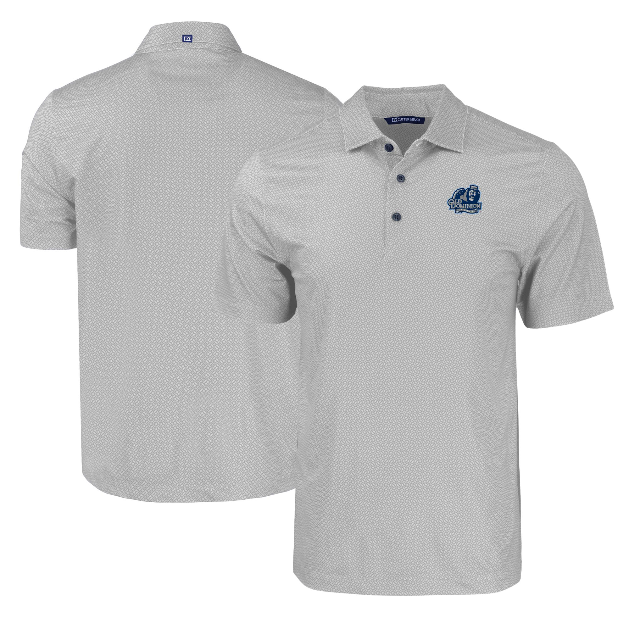 Men's Cutter & Buck Gray Old Dominion Monarchs Pike Eco Tonal Geo Print Stretch Recycled Polo - Image 2