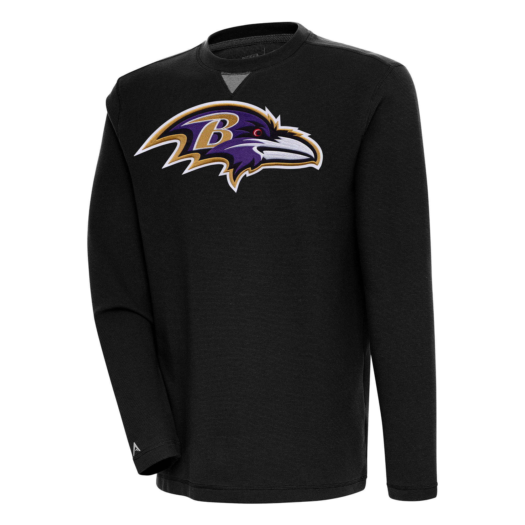 Men's Antigua Black Baltimore Ravens Flier Bunker Pullover Sweatshirt