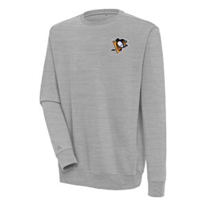 Men's Antigua  Heather Gray Pittsburgh Penguins Victory Pullover Sweatshirt