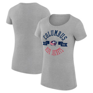 Women's G-III 4Her by Carl Banks Heather Gray Columbus Blue Jackets City Graphic Sport Fitted Crewneck T-Shirt