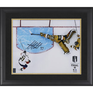 Adin Hill Vegas Golden Knights Autographed Framed 16" x 20" 2023 Stanley Cup Final Game One Save Photograph