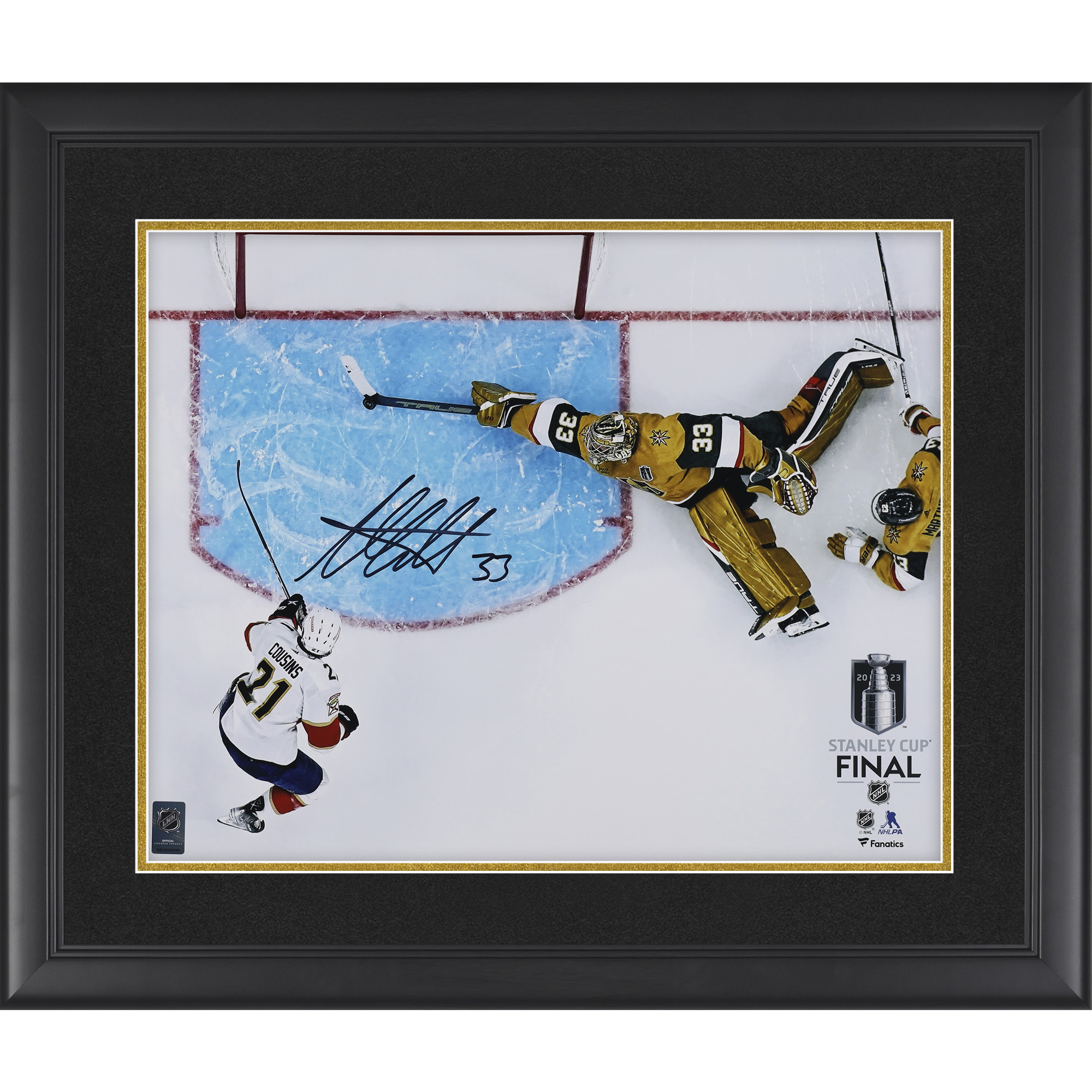 Adin Hill Vegas Golden Knights Autographed Framed 16" x 20" 2023 Stanley Cup Final Game One Save Photograph