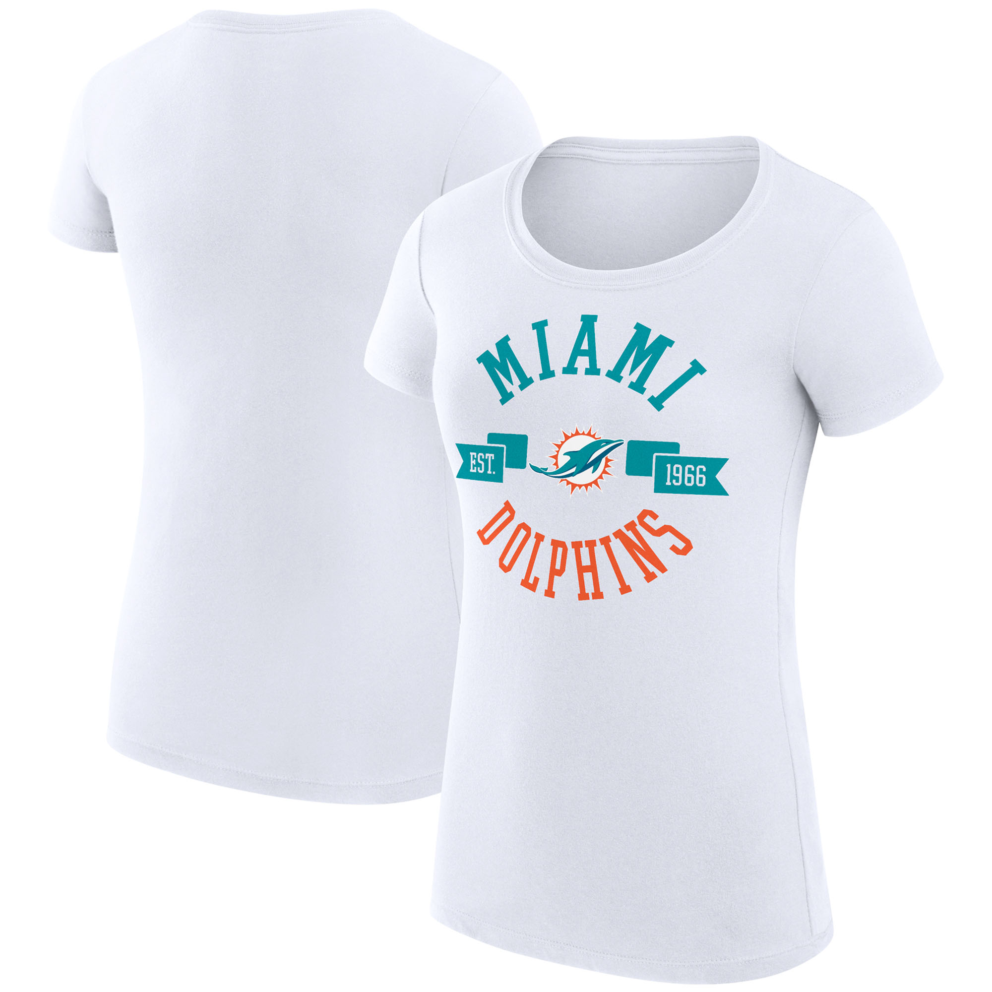 Women's G-III 4Her by Carl Banks White Miami Dolphins City Team Graphic Lightweight Fitted Crewneck T-Shirt