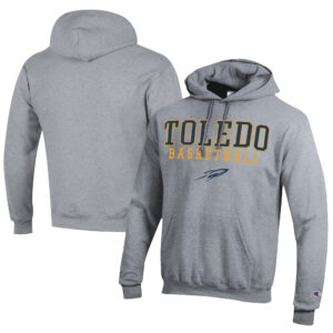 Men's Champion  Gray Toledo Rockets Stacked Logo Basketball Eco Powerblend Pullover Hoodie