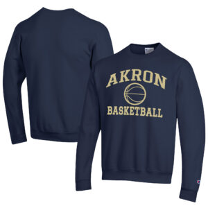 Men's Champion  Navy Akron Zips Icon Logo Basketball Eco Powerblend Pullover Sweatshirt