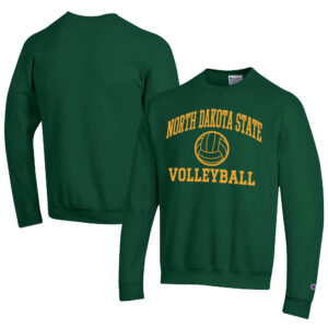 Men's Champion  Green NDSU Bison Icon Logo Volleyball Eco Powerblend Pullover Sweatshirt