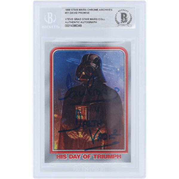 David Prowse Star Wars Autographed 1999 Topps Chrome Archive #51 BAS Authenticated Card with "Is Darth Vader" Inscription