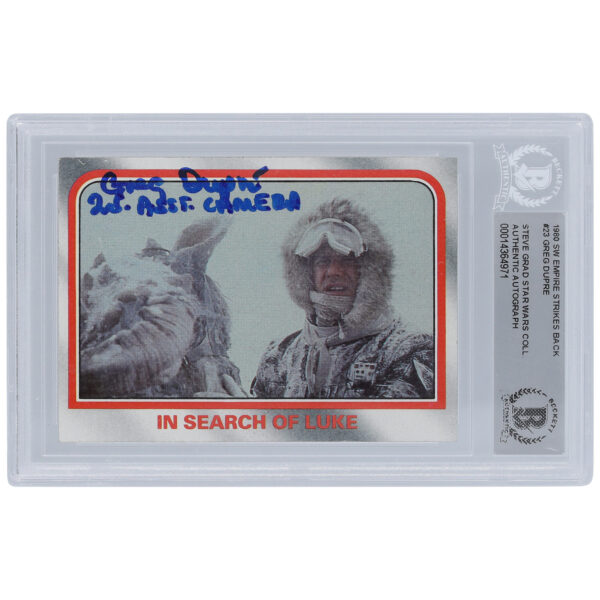 Greg Dupre Star Wars Autographed 1980 Topps The Empire Strikes Back #23 BGS Authenticated Card with "2nd Asst. Camera" Inscription - Image 4