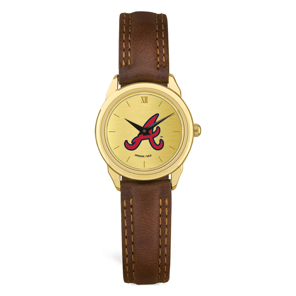 Women's Brown Atlanta Braves Leather Wristwatch
