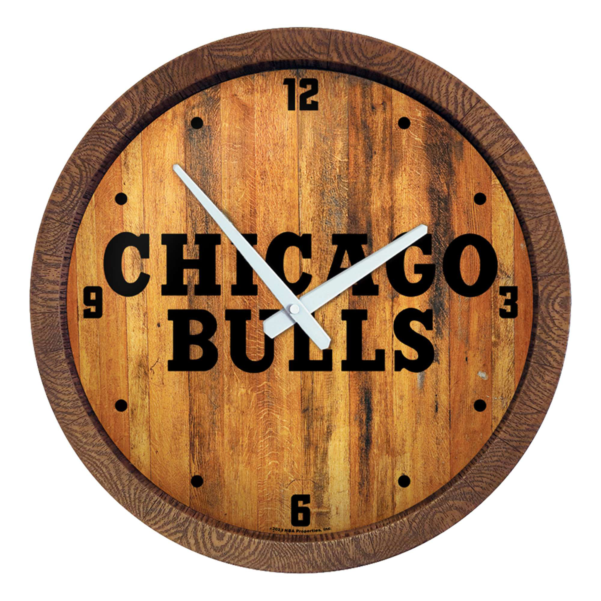 Chicago Bulls 20.25" Faux Barrel Top Clock - Image 7
