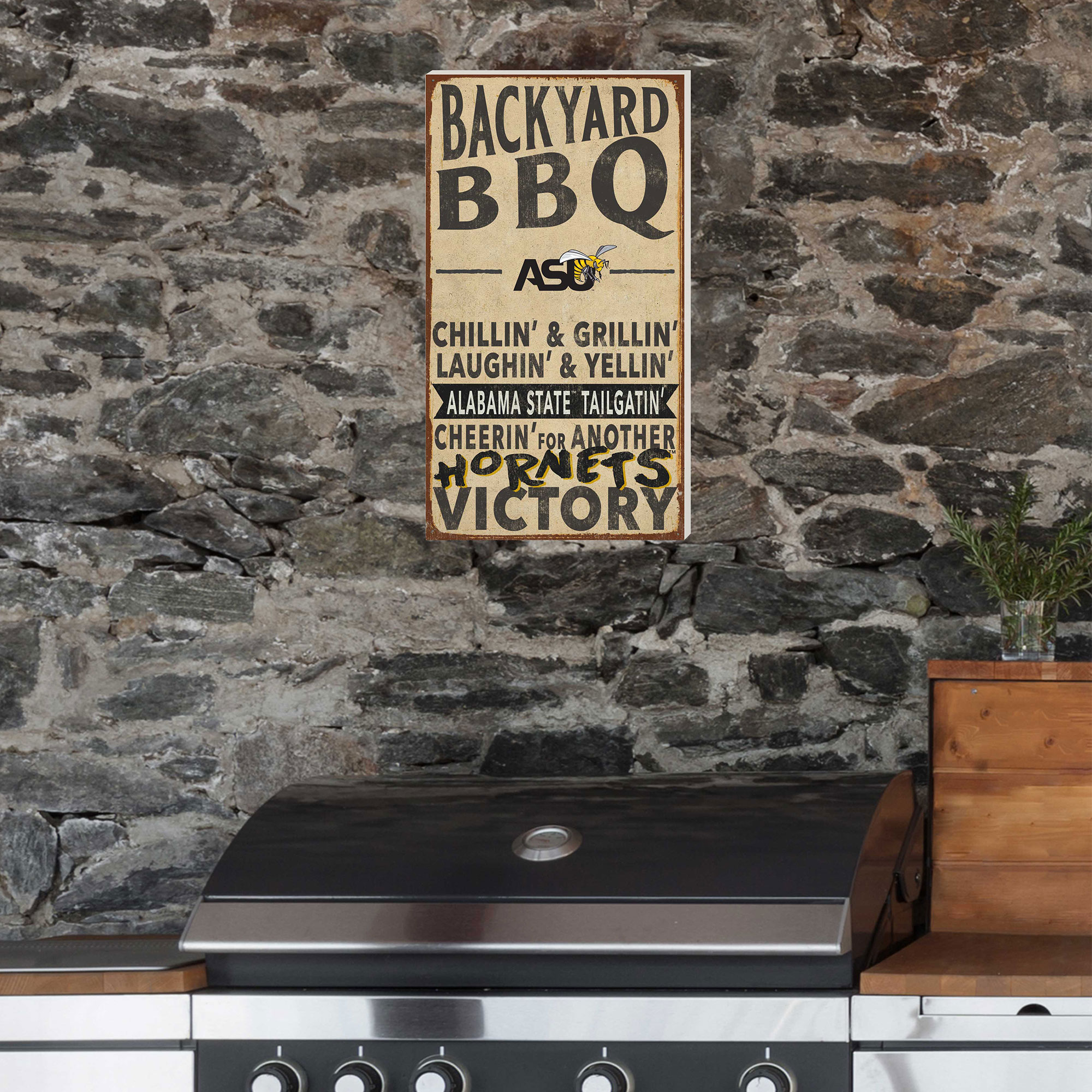 Alabama State Hornets 11'' x 20'' Indoor/Outdoor BBQ Sign - Image 3