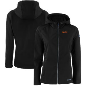 Women's Cutter & Buck Black Idaho State Bengals Evoke Eco Softshell Recycled Full-Zip Hoodie Jacket