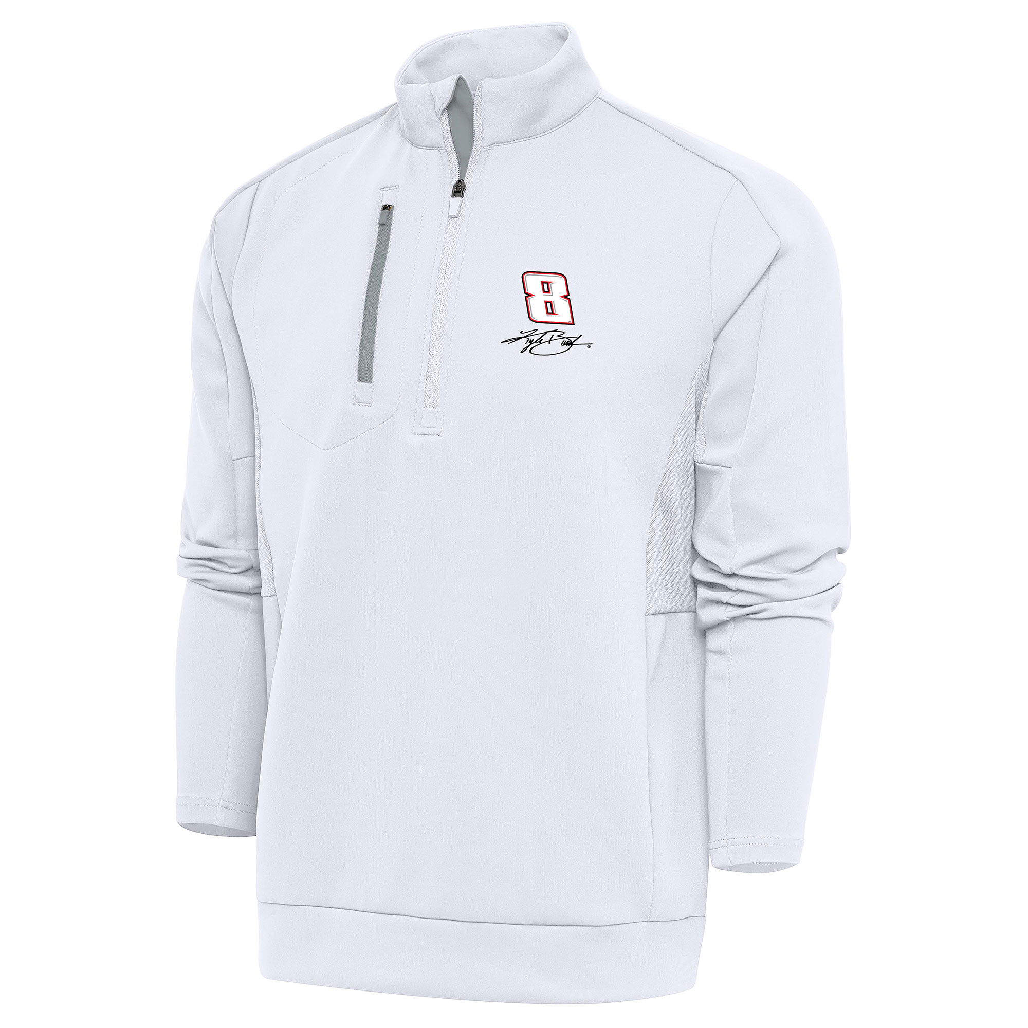 Men's Antigua White Kyle Busch Generation Quarter-Zip Pullover Top