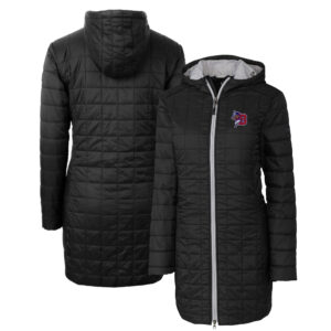 Women's Cutter & Buck Black Buffalo Bisons Rainier Primaloft Eco Insulated Hooded Long Coat