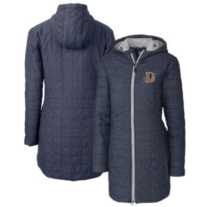 Women's Cutter & Buck Heather Navy Durham Bulls Rainier Primaloft Eco Insulated Hooded Long Coat