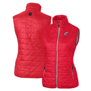 Women's Cutter & Buck Red Columbus Clippers Rainier PrimaLoft Eco Insulated Full-Zip Puffer Vest