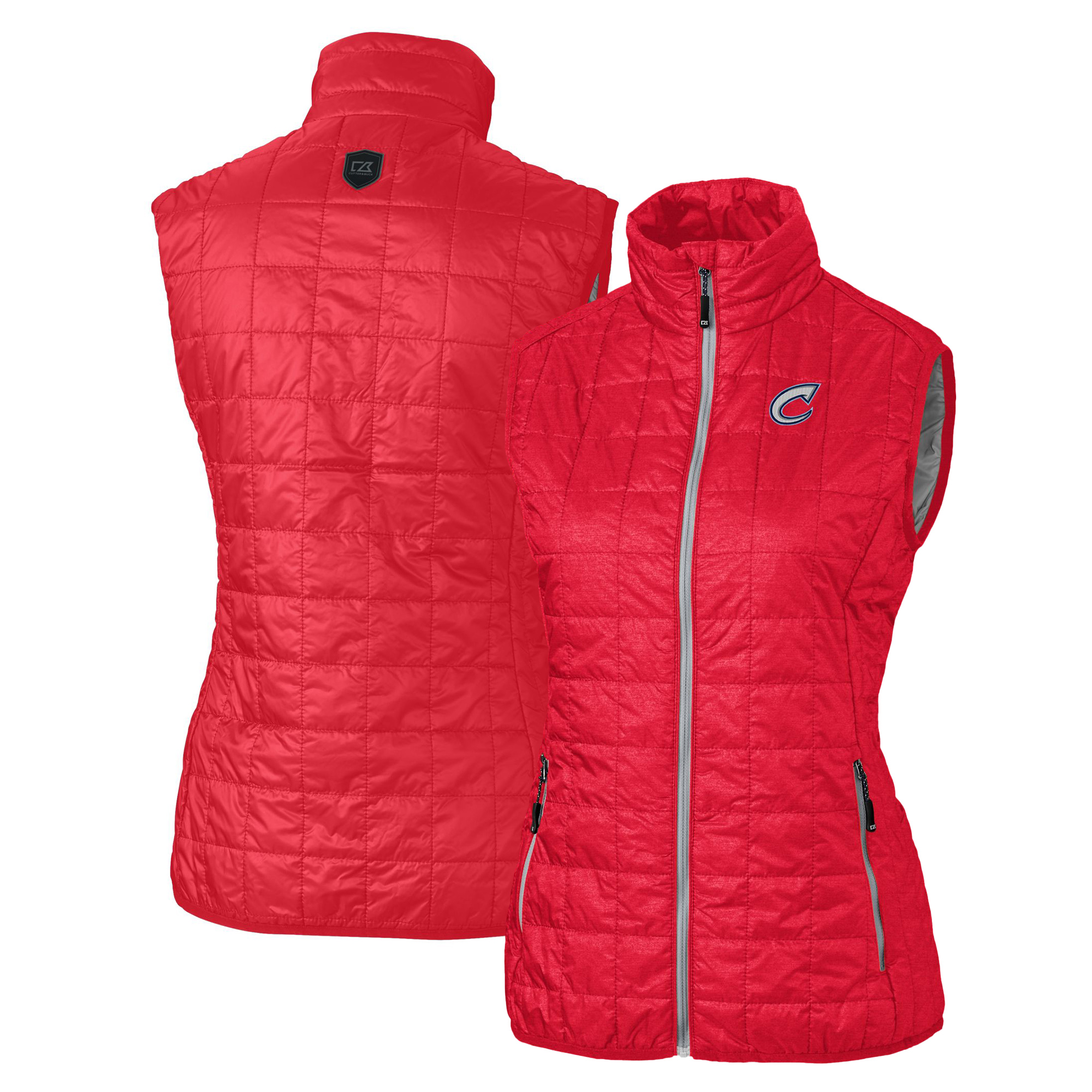 Women's Cutter & Buck Red Columbus Clippers Rainier PrimaLoft Eco Insulated Full-Zip Puffer Vest